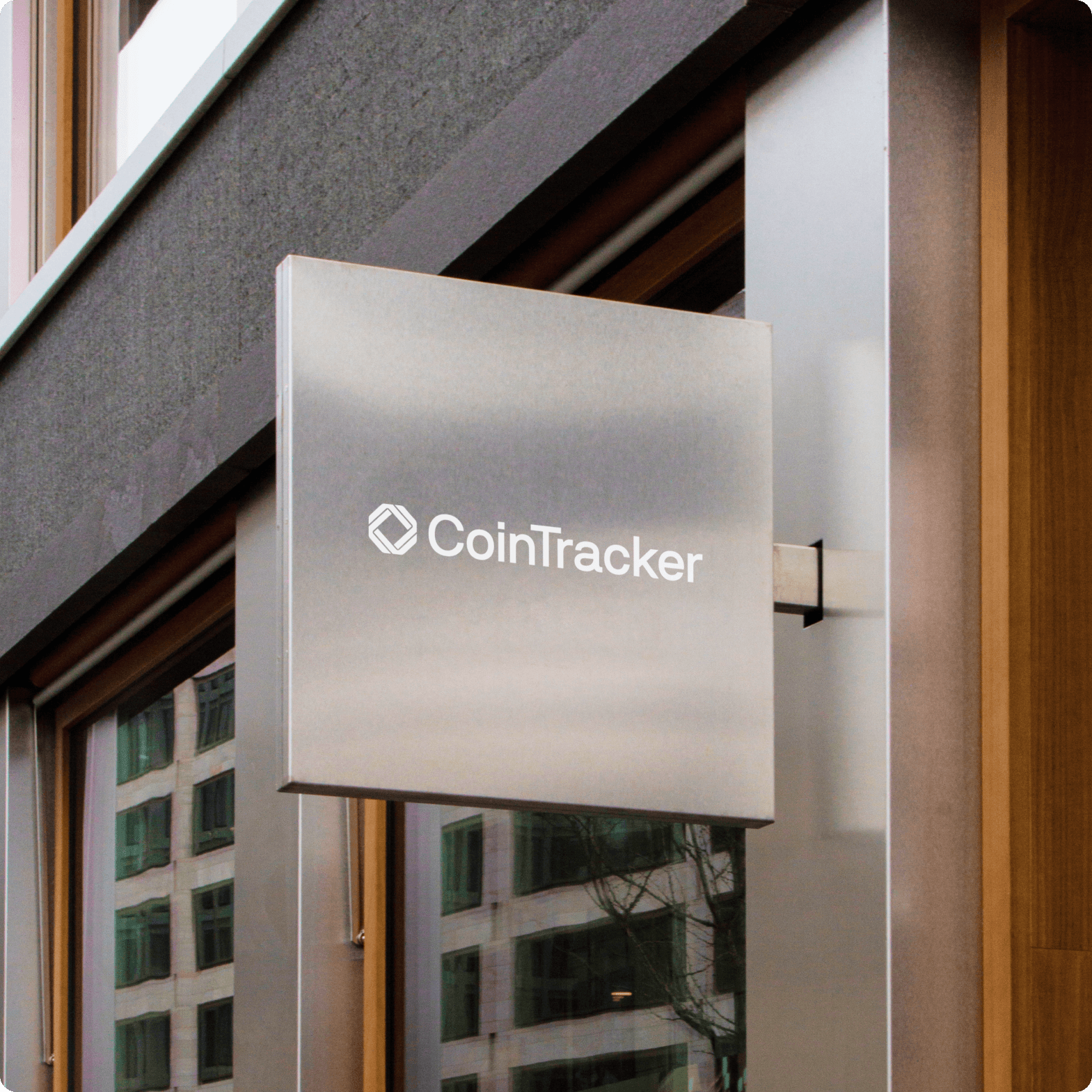 mock up of Cointracker logo on aluminium sign